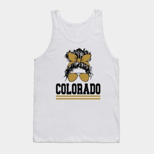 Colorado - Messy Hair Bun & Sunglasses Tank Top